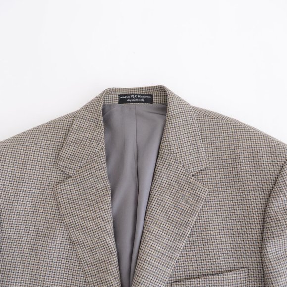 Andrew Fezza  Olive Houndstooth Silk & Wool Blazer Size 42R - Picture 9 of 15